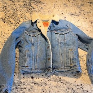 Levi's Light Blue Denim Sherpa Jacket with Cream Collar